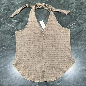 NWT Pilcro Henley Halter Top Size L Anthropologie Moss